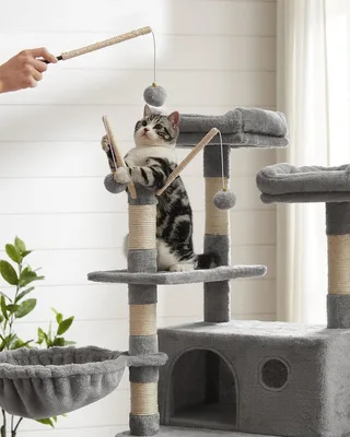Kattentoren 164cm - Grote, Stabiele Krabpaal met Hangmat & Mand de Feandrea en Gris – photo produit 5 sur 5