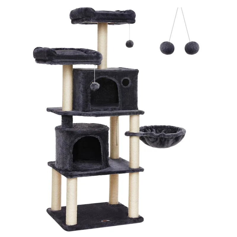 Katzenbaum 152cm Rauchgrau dunkelgrau fra Feandrea i Regular – produktbillede