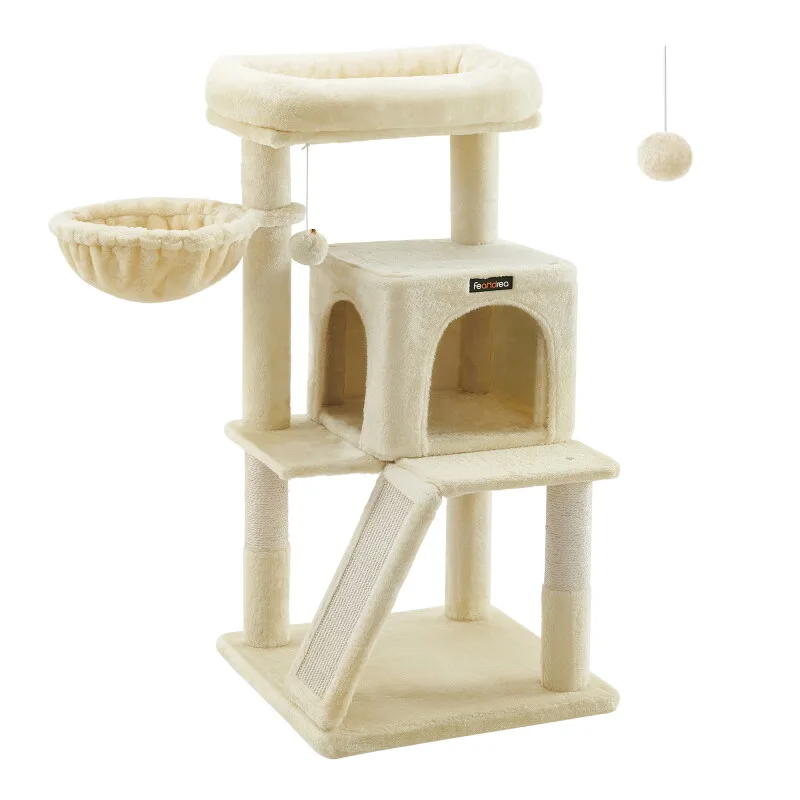 Katzenbaum mit Plattform 96cm von Feandrea in Beige, Regular – Produktfoto
