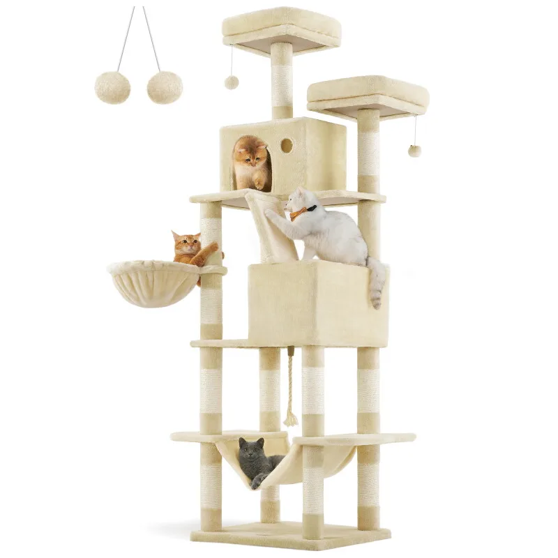Katzenbaum XXL 206cm Kratzsäulen von Feandrea in Beige, Regular – Produktfoto