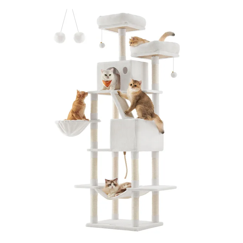 Katzenbaum XXL 206cm Kratzsäulen von Feandrea in Weiß, Regular – Produktfoto