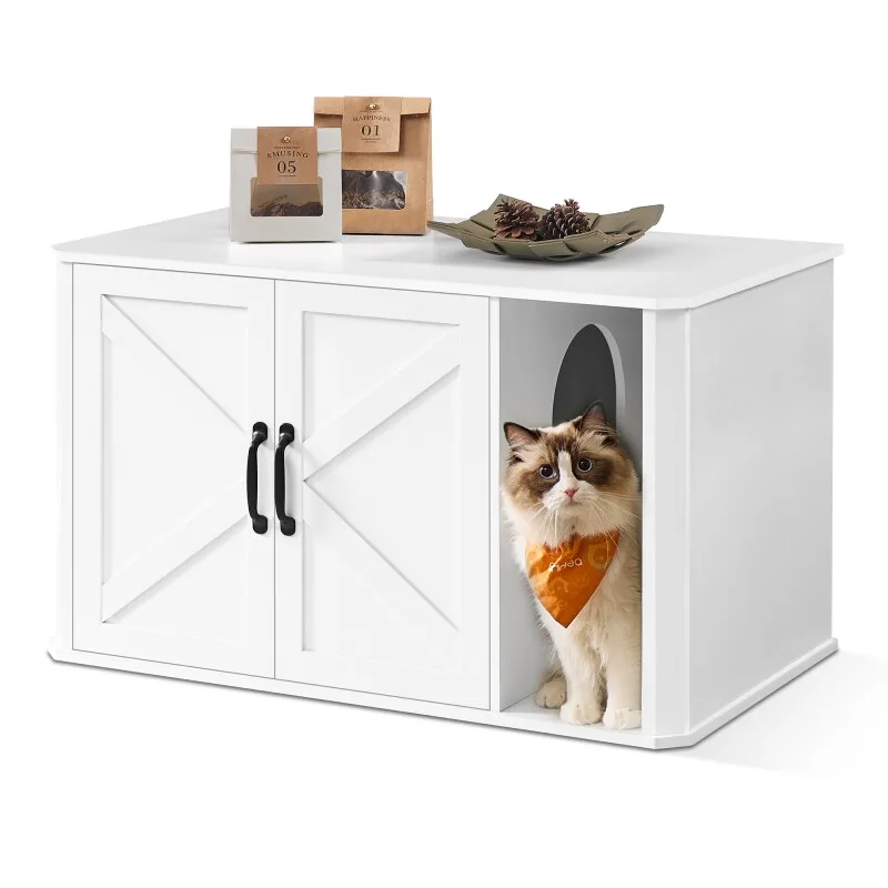 Katzenhaus Katzenklo-Schrank Vordereingang mit Doppeltür van Feandrea in Wit, Regular – productfoto
