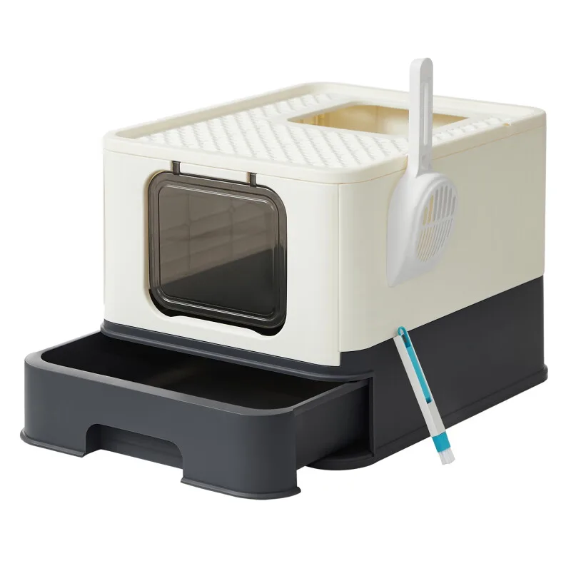 Katzenhaus Katzenklo-Schrank Vordereingang mit Doppeltür by Feandrea in Black, Regular – product photo