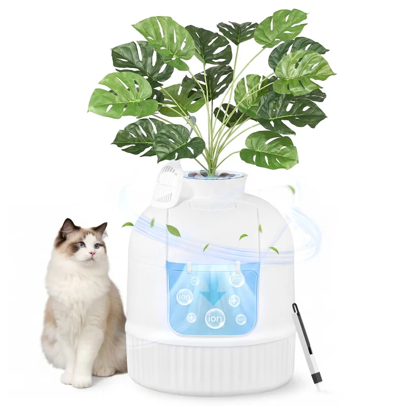 Katzenklo Blumentopf, versteckte Katzentoilette, mit künstlicher Pflanze de Feandrea en Blanc, Regular – photo produit