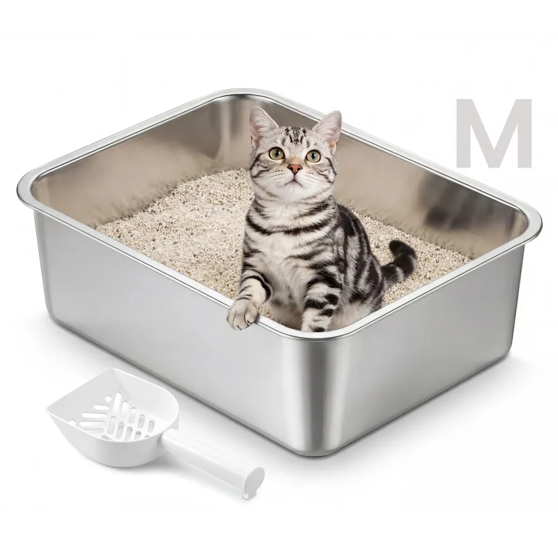 Katzenklo Edelstahl, Katzentoilette offen,geruchsfrei, leicht zu reinigen M från Feandrea i Regular – produktbild