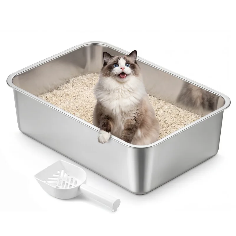 Katzenklo Edelstahl, Katzentoilette offen,geruchsfrei, leicht zu reinigen L van Feandrea in Regular – productfoto