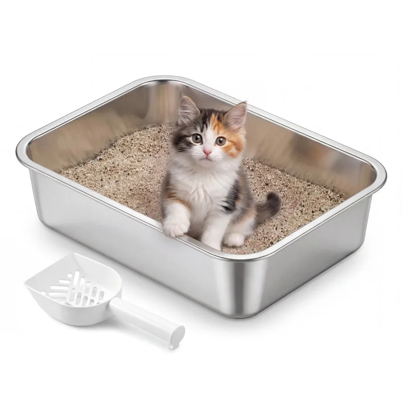 Katzenklo Edelstahl, Katzentoilette offen,geruchsfrei, leicht zu reinigen S van Feandrea in Regular – productfoto