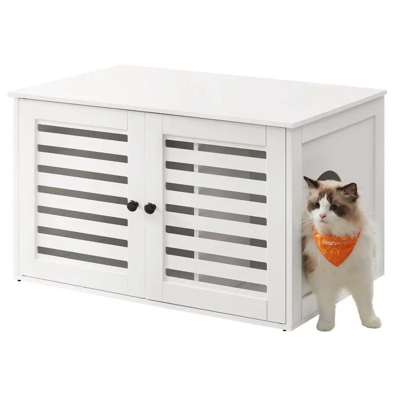 Katzenklo mit Lamellentür weiß von Feandrea in Regular – Produktfoto