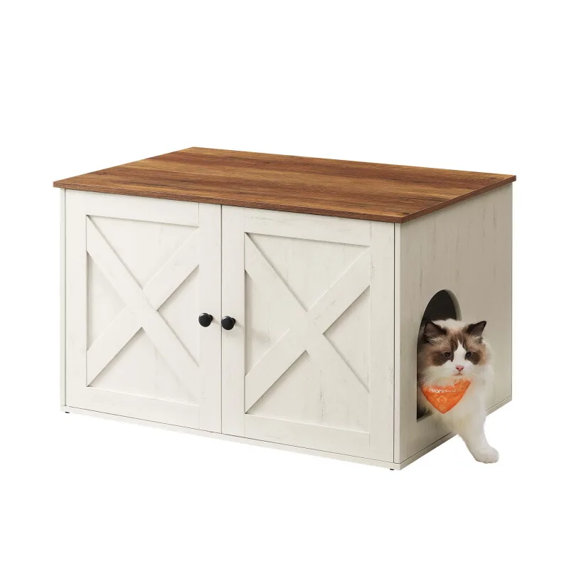 Katzenklo Schrank braun/ weiß by Feandrea in Brown, White, Regular – product photo