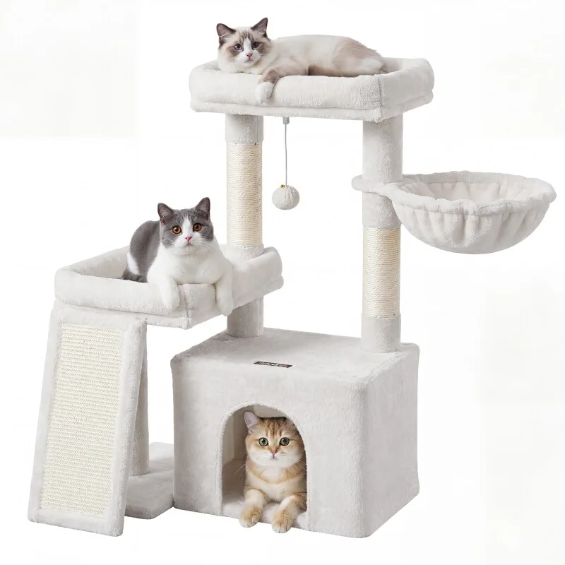 Katzenkratzbaum mit Höhle, Rampe und Körbchen, 2 große Plattformen von Feandrea in Regular – Produktfoto