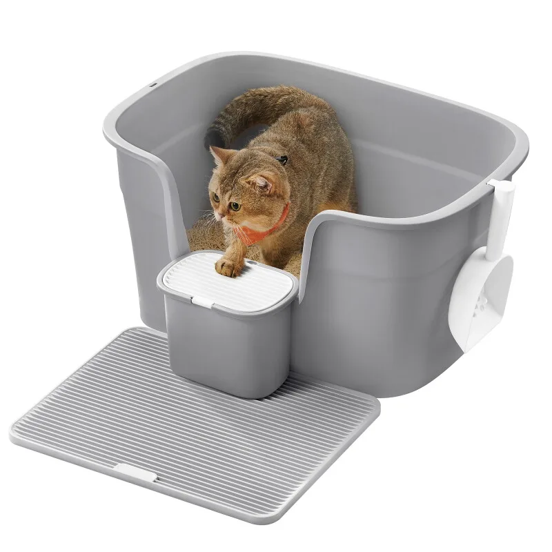 Katzentoilette für große Katzen mit hohen Seitenwänden von Feandrea in Grau, Regular – Produktfoto