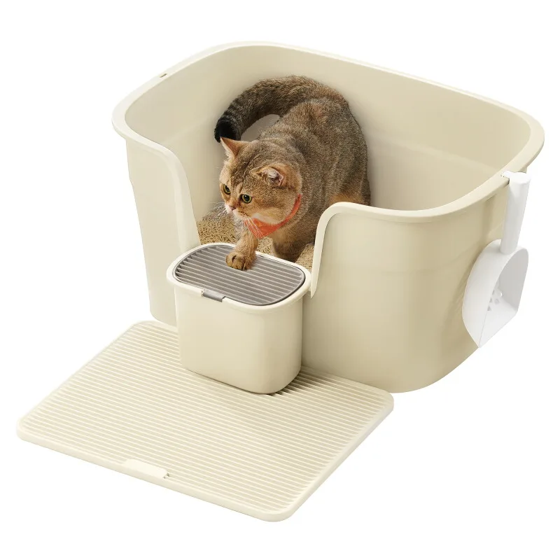 Katzentoilette für große Katzen mit hohen Seitenwänden von Feandrea in Hellgelb, Regular – Produktfoto