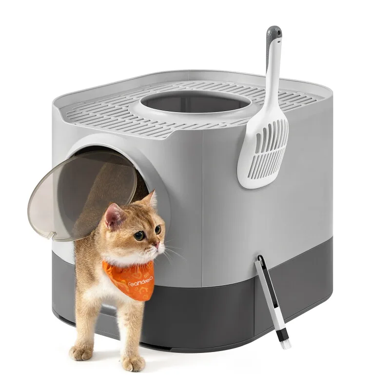 Katzentoilette mit Deckel ausziehbares Tablett by Feandrea in Grey, Regular – product photo