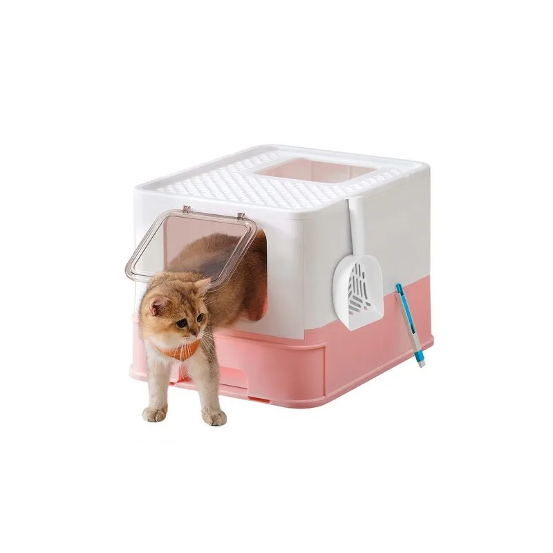 Katzentoilette, mit Deckel weiß-pastellrosa by Feandrea in Regular – product photo