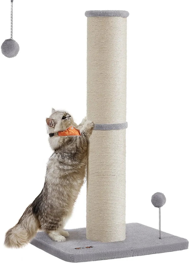 Krabpaal - Kattenboom - 85 cm Hoog - Dikke Sisalstam - Met Pluche Bal en Bel by Feandrea in Duifgrijs – product photo