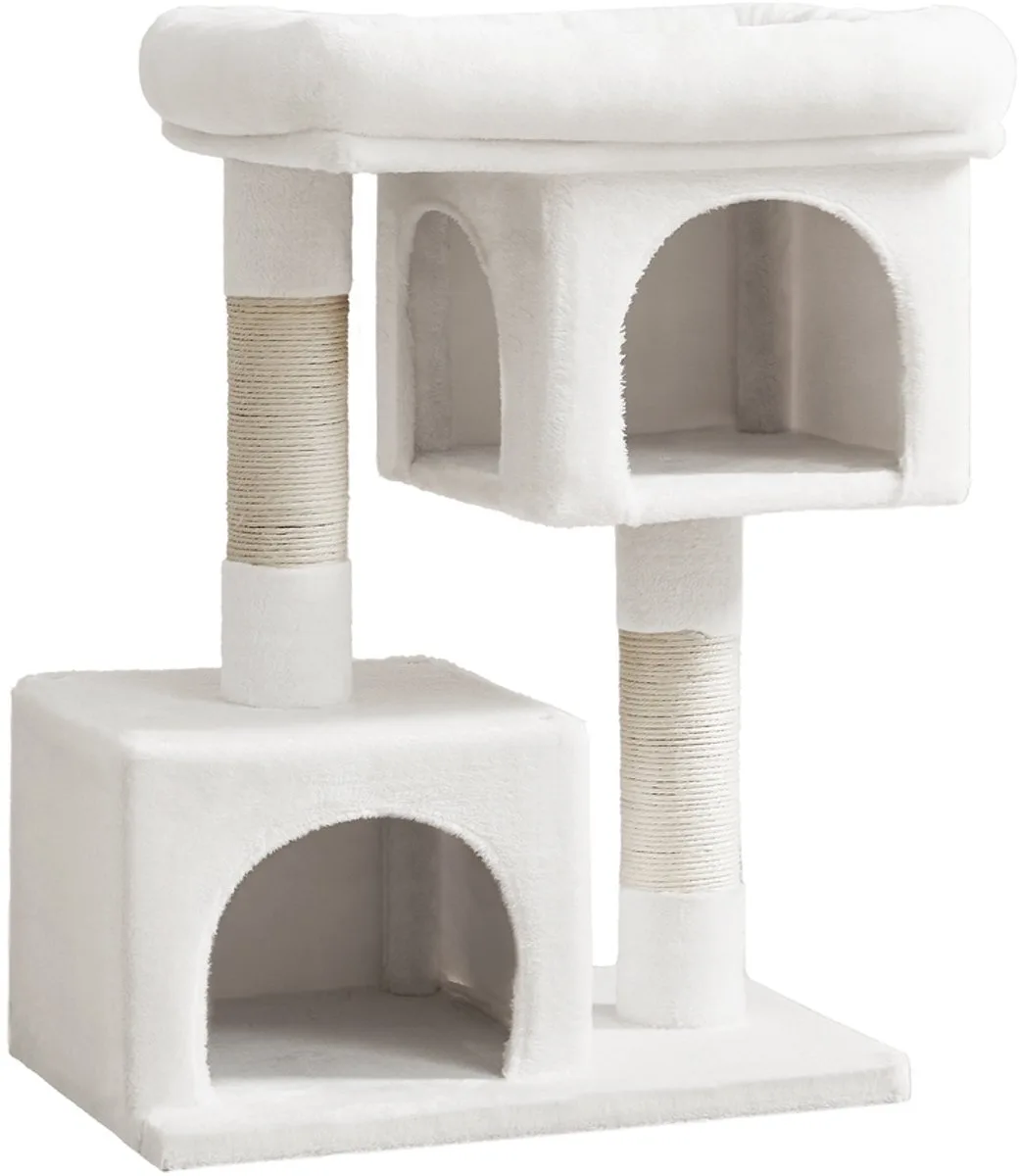 Krabpaal - Kattenboom - Grote Katten - 2 Kattenhuizen - Grote Platform - Sisalstammen från Feandrea i Vit – produktbild