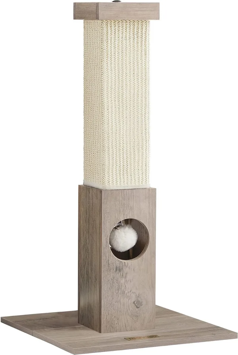 Krabpaal, kattenboom, krabpaal van natuurlijk sisaltouw, 73 cm hoog, met pluche speelbal, krasbescherming voor meubels, PCA021G01 de Feandrea en Gris – photo produit