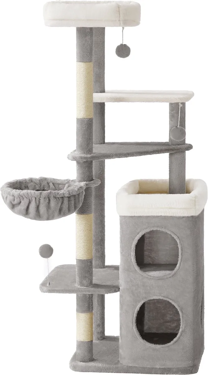 Krabpaal - Kattenboom - Meerdere Verdiepingen - Met Hol Hangmat en Krabstammen by Feandrea in Duifgrijs – product photo