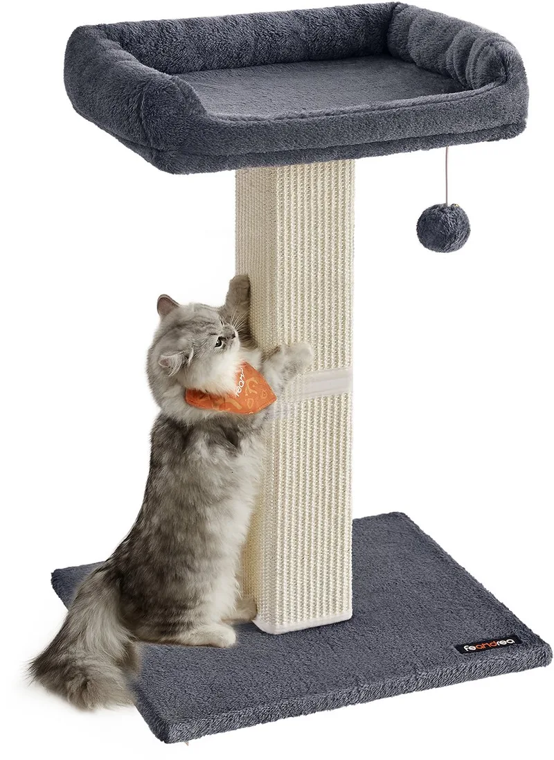 Krabpaal - Kattenboom - Pluche Platform - Sisal Krabzuil - Inclusief Speelbal von Feandrea in Dunkelgrau – Produktfoto