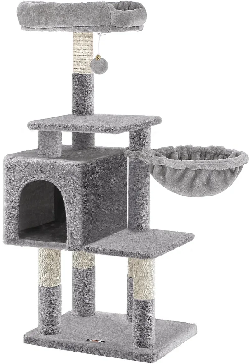 Krabpaal - Kattenboom - Voor Katten - 110 cm Hoog - Met Speel- en Rustplekken by Feandrea in Light grey – product photo