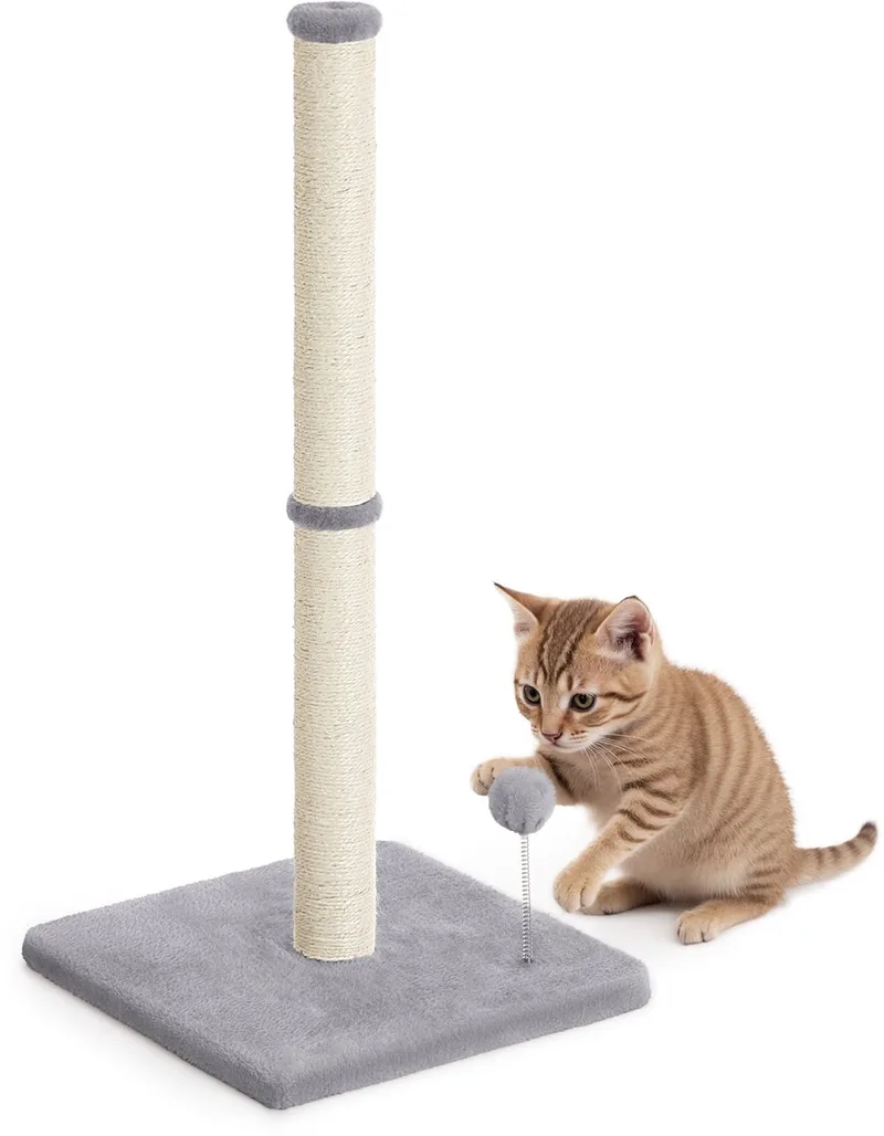 Krabpaal - Kattenboom - Voor Katten - 7 cm Dikke Sisalstam - Met Pluchebal en Bel de Feandrea en Duifgrijs – photo produit