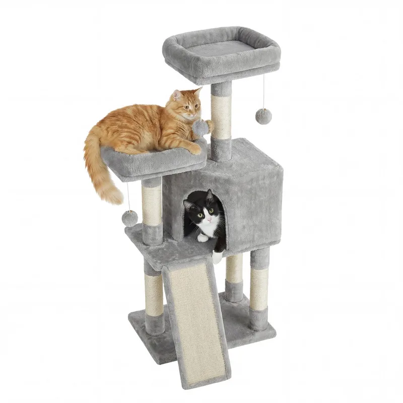 Krabpaal - Kattenboom - Voor Katten - Activiteitencentrum - 114 cm Hoog by Feandrea in Light grey – product photo