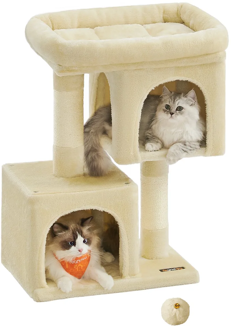 Krabpaal - Kattenboom - Voor Katten - Grote Platform - Sisalstammen - Geschikt tot 5 kg by Feandrea in Beige – product photo