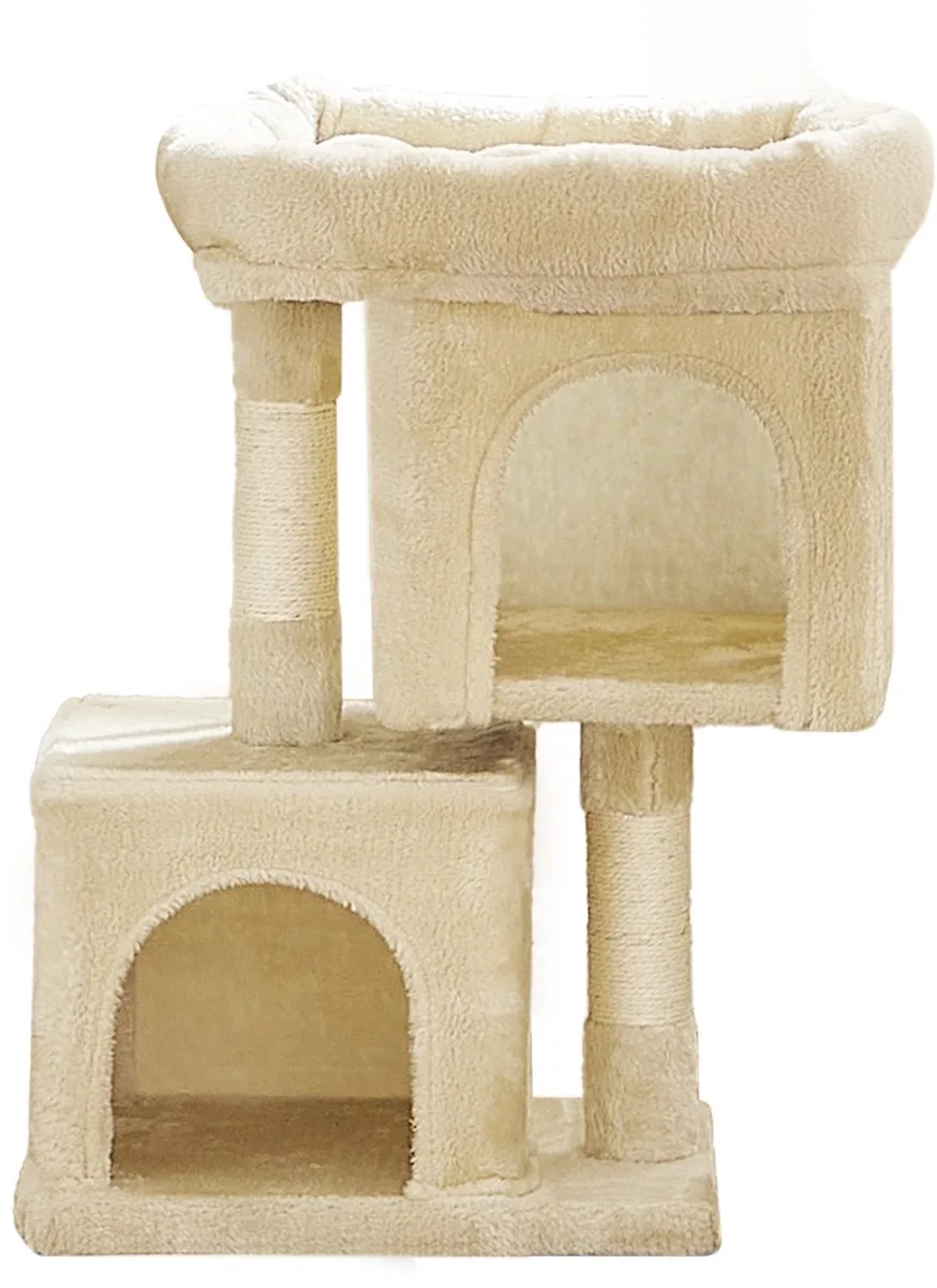 Krabpaal - Kattenboom - Voor Katten - Grote Platform - Sisalstammen - Voor Kittens tot 3 kg de Feandrea en Beige – photo produit