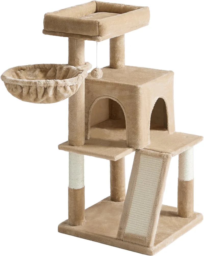 Krabpaal - Kattenboom - Voor Katten - Grote Platform - Stabiel Ontwerp by Feandrea in Kameelbruin – product photo