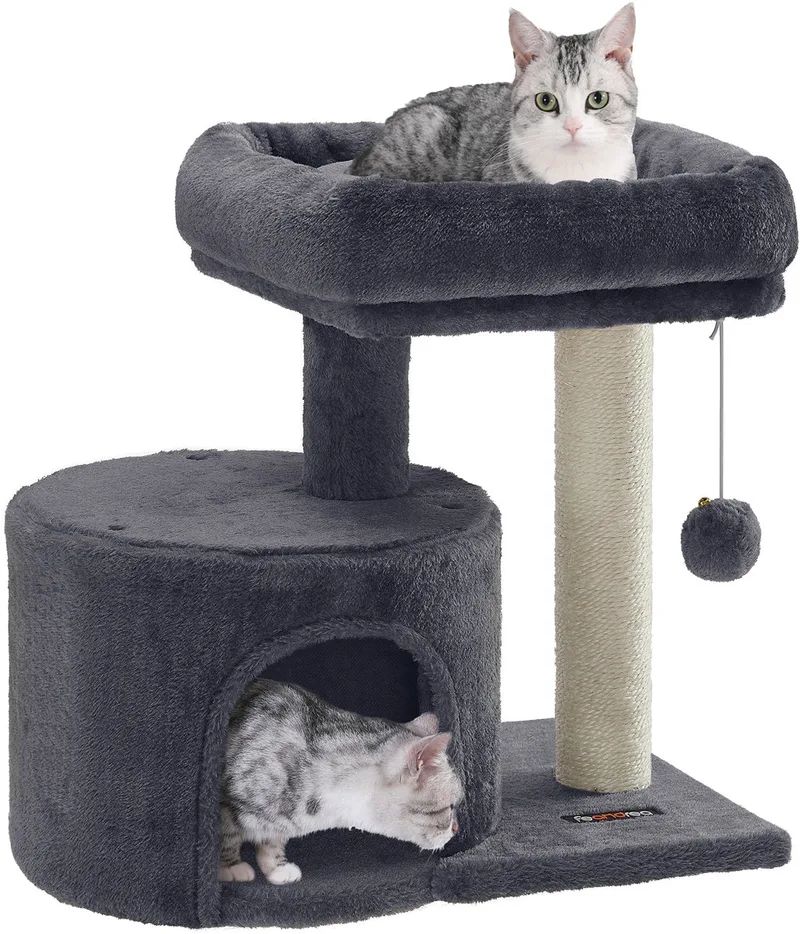 Krabpaal - Kattenboom - Voor Katten - Sisalstam - Met Gewatteerd Platform - Voor Kittens by Feandrea in Rookgrijs – product photo