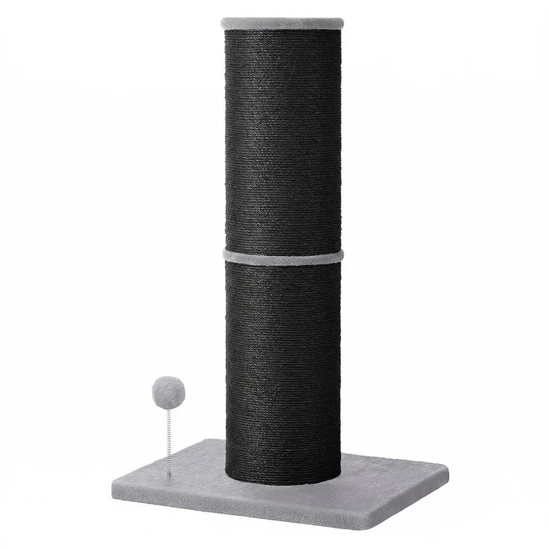 Krabpaal - Krabpaal voor Katten - 17 cm Dikke Sisalstam - Met Pluche Bal en Bel von Feandrea in Schwarz – Produktfoto