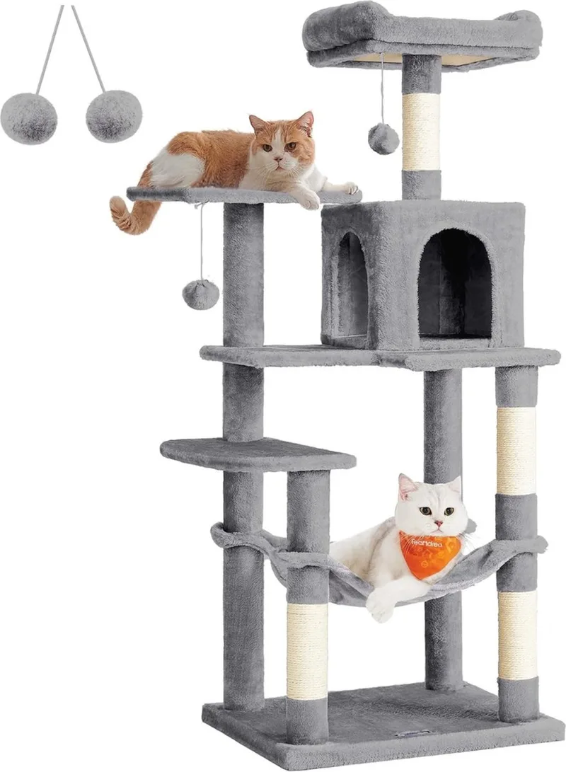Krabpaal - Krabpaal Voor Katten - Kattenpaal - Kattenboom - Kattenmeubel - Krappaal - 143 CM von Feandrea in Grau – Produktfoto