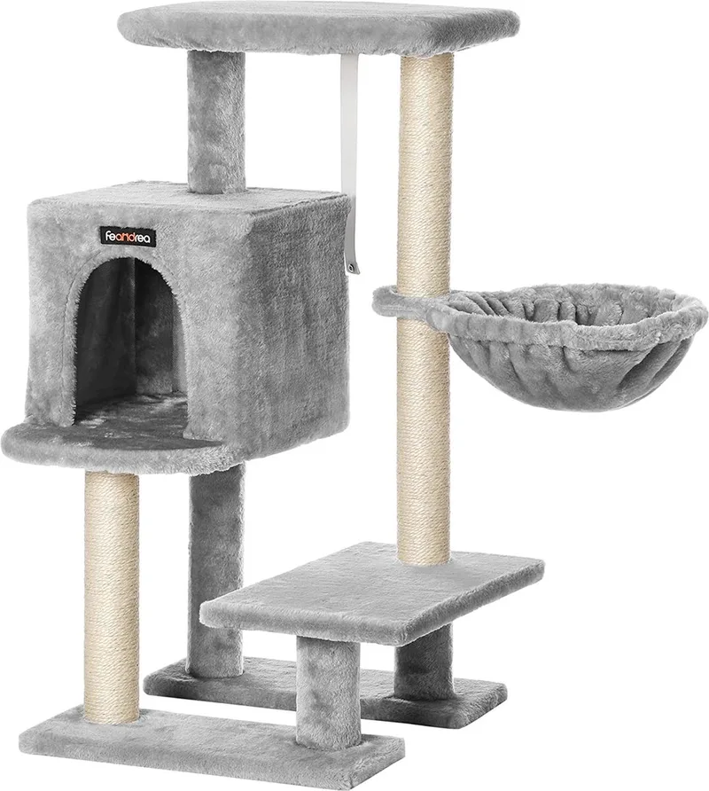 Krabpaal voor Katten, Kleine Kattenboom, 84 cm, Lichtgrijs de Feandrea en Gris – photo produit