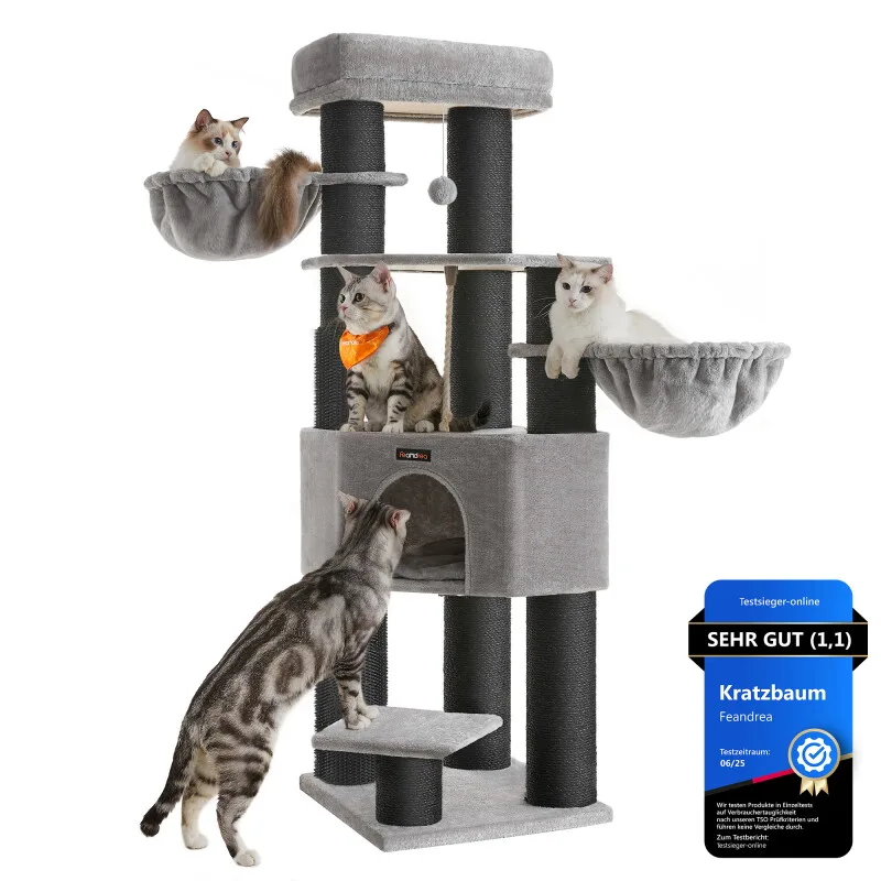 Kratzbaum, 11,1 cm dicke Stämme, 2 Katzenbürsten, mit große Plattformen, 160cm by Feandrea in Regular – product photo