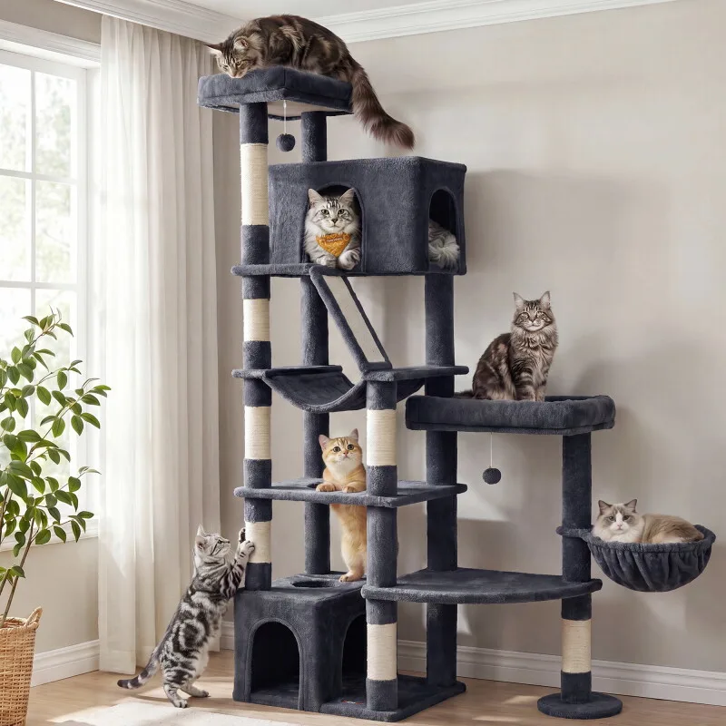 Kratzbaum, 188,2 cm hoch, Katzenbaum, für große Katzen, Katzenkratzbaum von Feandrea in Dunkelgrau, Regular – Produktfoto