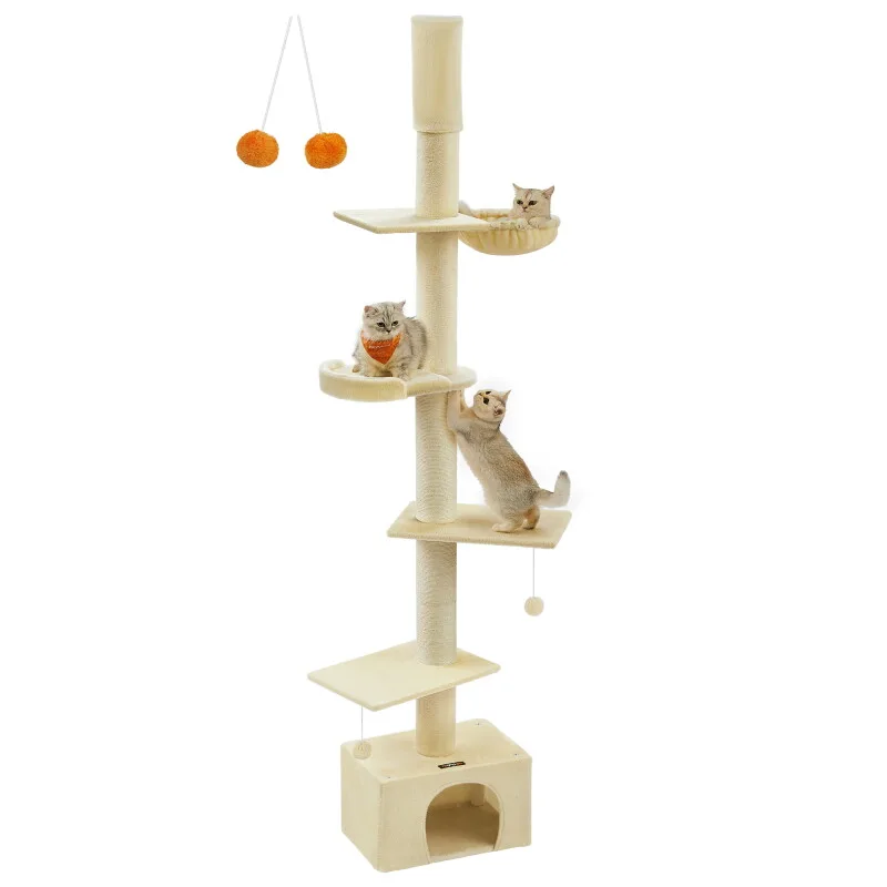 Kratzbaum deckenhoch 231-291cm mehrstufig by Feandrea in Beige, Regular – product photo