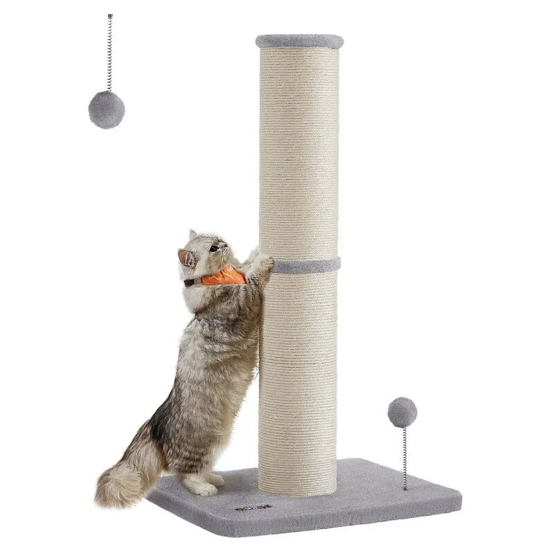Kratzbaum Kratzsäule mit Plüschball und Glocke by Feandrea in Grey, Regular – product photo
