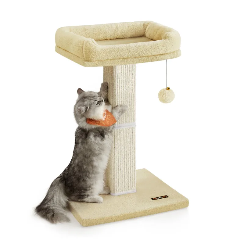 Kratzbaum Kratzstamm 71cm mit Plüschball beige från Feandrea i Regular – produktbild