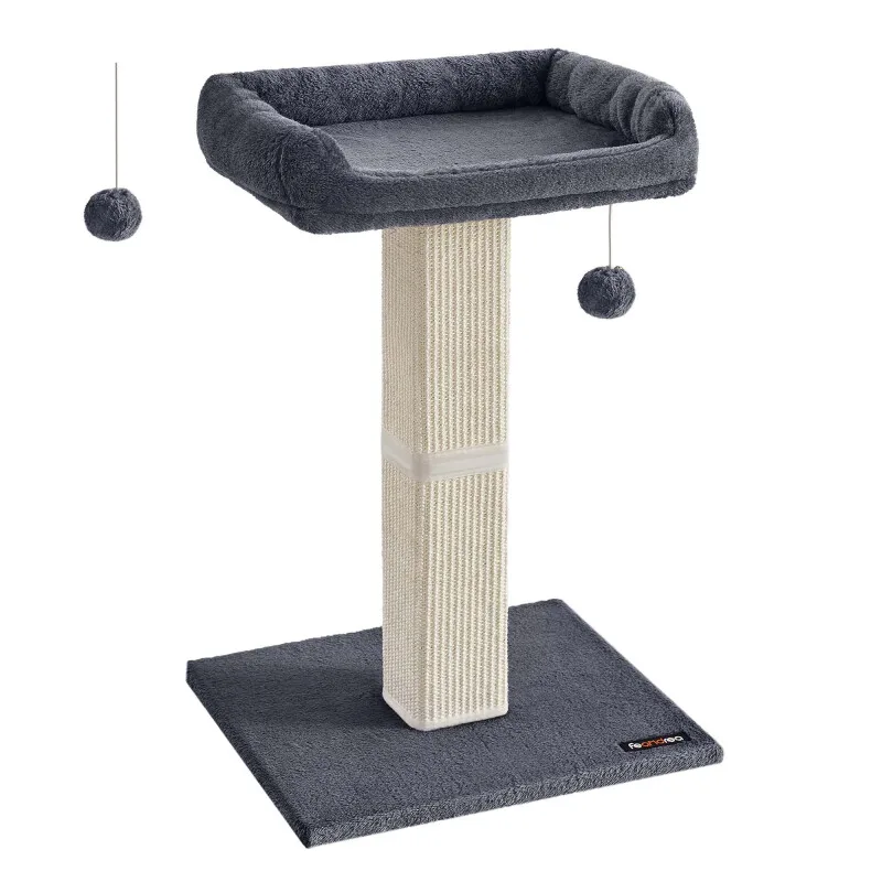 Kratzbaum Kratzstamm 71cm mit Plüschball dunkelgrau fra Feandrea i Regular – produktbillede