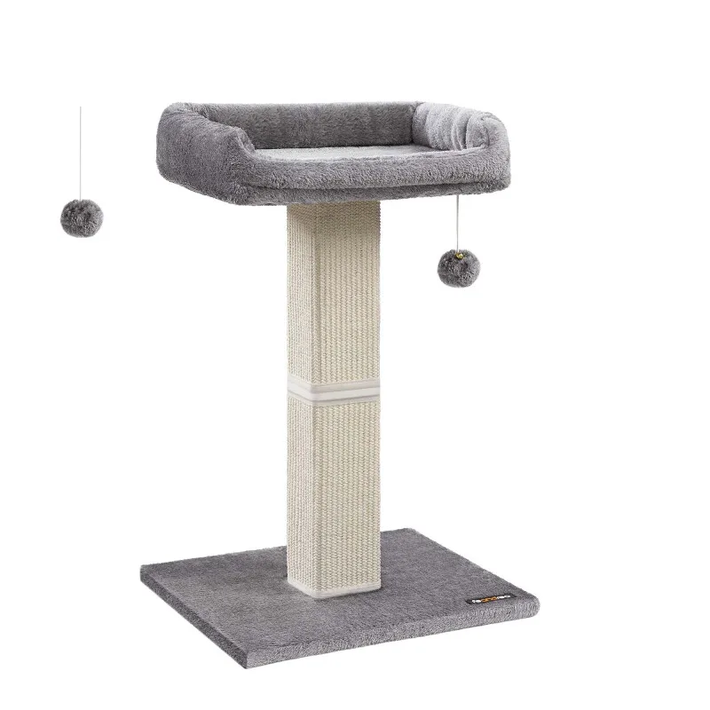 Kratzbaum Kratzstamm 71cm mit Plüschball hellgrau de Feandrea en Regular – photo produit