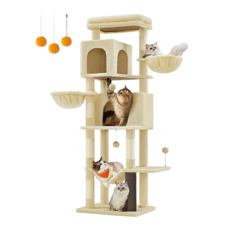 Kratzbaum mehrstöckig mit Höhlen by Feandrea in Beige, Regular – product photo
