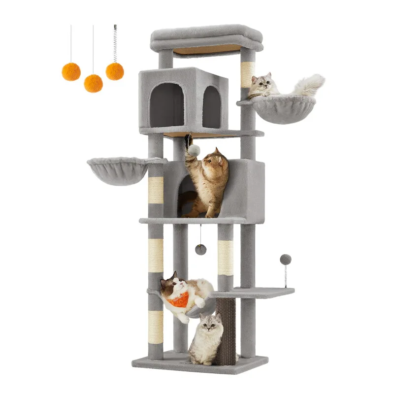 Kratzbaum mehrstöckig mit Höhlen by Feandrea in Grey, Regular – product photo