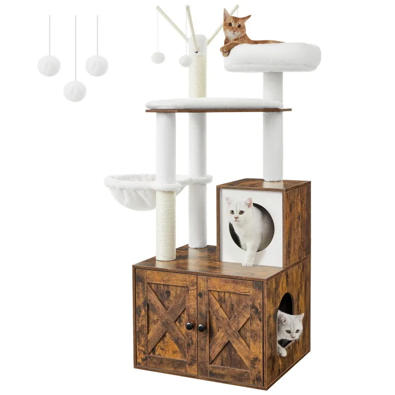Kratzbaum mit Katzenklo-Schrank 2-in-1 braun by Feandrea in Regular – product photo