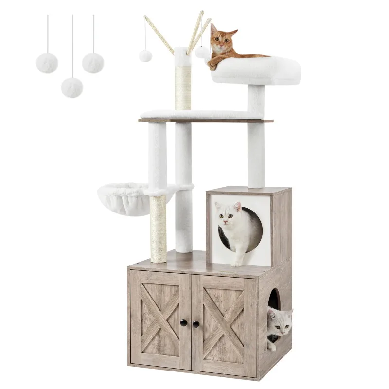 Kratzbaum mit Katzenklo-Schrank 2-in-1 grau by Feandrea in Regular – product photo