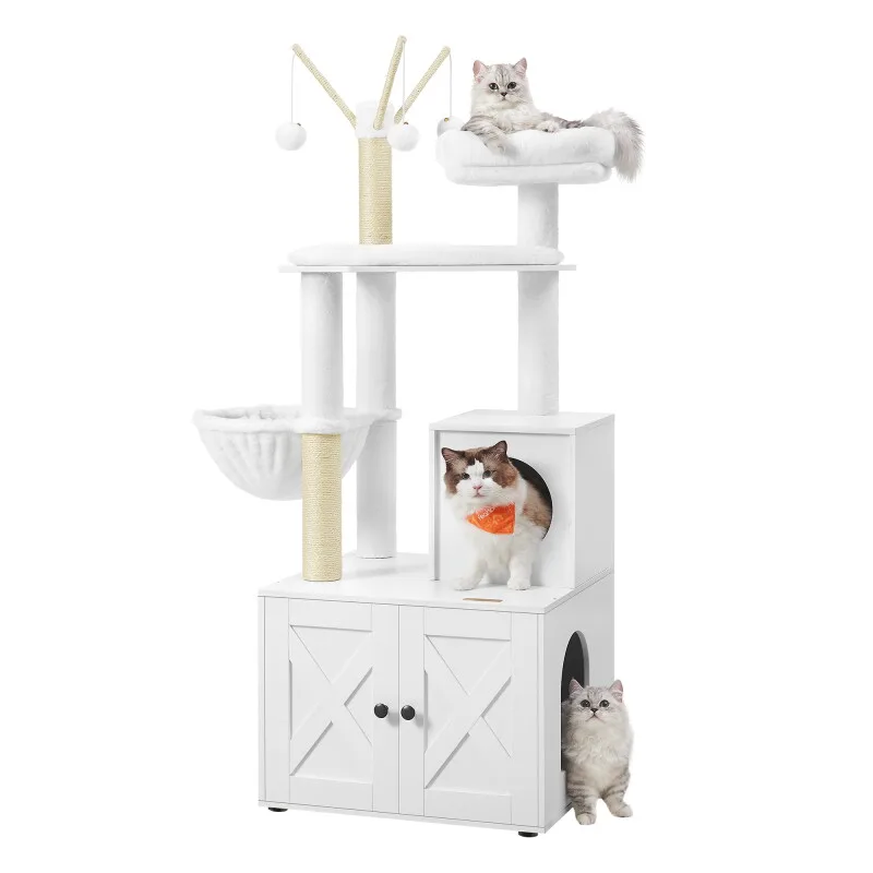 Kratzbaum mit Katzenklo-Schrank 2-in-1 weiß by Feandrea in Regular – product photo
