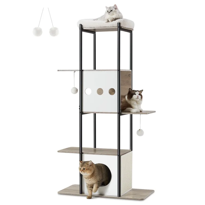 Kratzbaum modern Katzenturm grau/ weiß by Feandrea in Grey, White, Regular – product photo