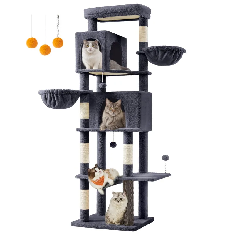 Kratzbaum XXL mehrstöckig mit Höhlen by Feandrea in Dark grey, Regular – product photo