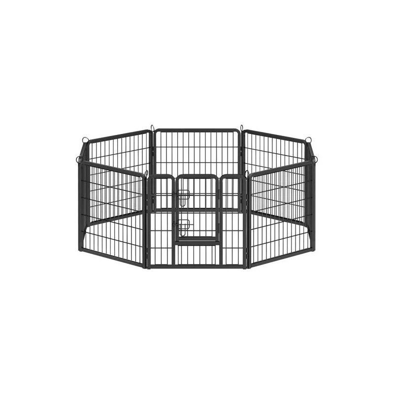 L-XXL Hundezaun 8 Platten transportabel 1,2 m, 1,2 m, 60 cm von Feandrea in Schwarz, Regular – Produktfoto
