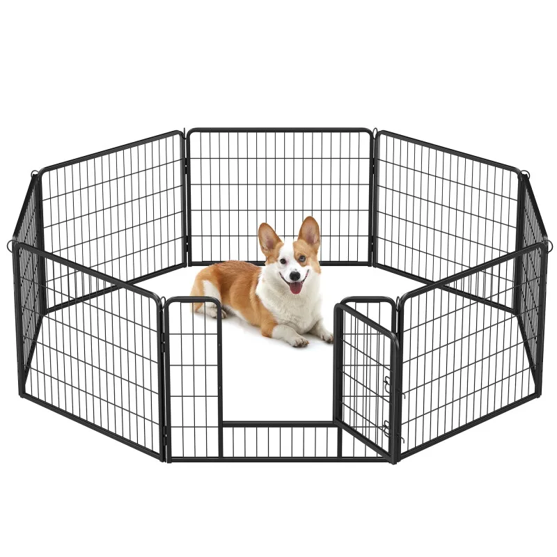 L-XXL Hundezaun 8 Platten transportabel 1,6 m, 1,6 m, 60 cm fra Feandrea i Sort, Regular – produktbillede