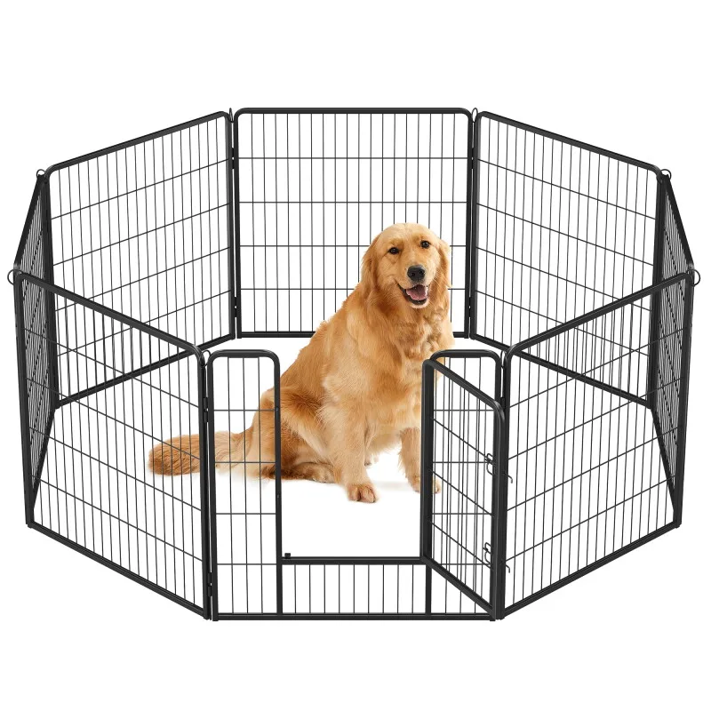 L-XXL Hundezaun 8 Platten transportabel 1,6 m, 1,6 m, 80 cm fra Feandrea i Sort, Regular – produktbillede